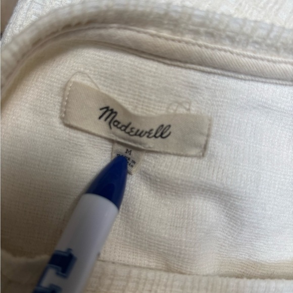 MADEWELL SKYLARK COLD SHOULDER SWING STYLE TIE TOP CREAM KNIT TOP BLOUSE SZ M - Picture 7 of 8